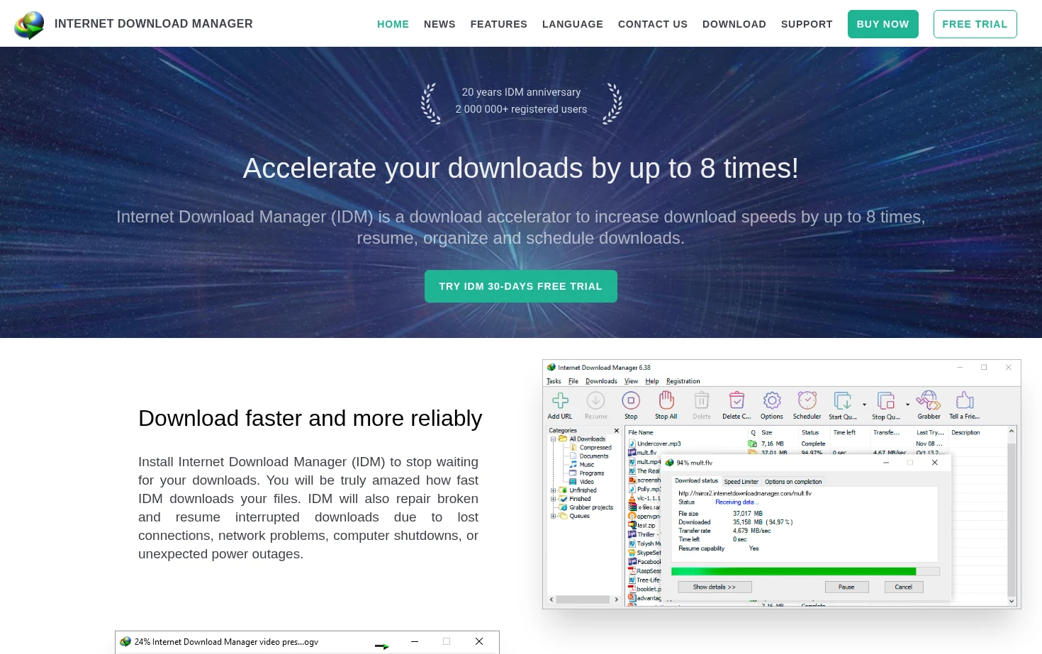 Internet Download Manager 页面快照